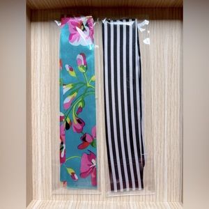Set of Two Purse Twillies | Aqua Blue Floral, Black & White Stripe